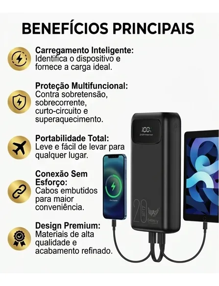 Power Bank Carregador Portatil 20000 Mah Carga Rápida Atomex - 2