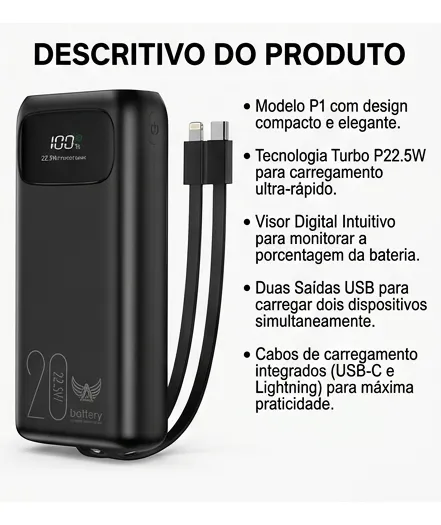 Power Bank Carregador Portatil 20000 Mah Carga Rápida Atomex - 3