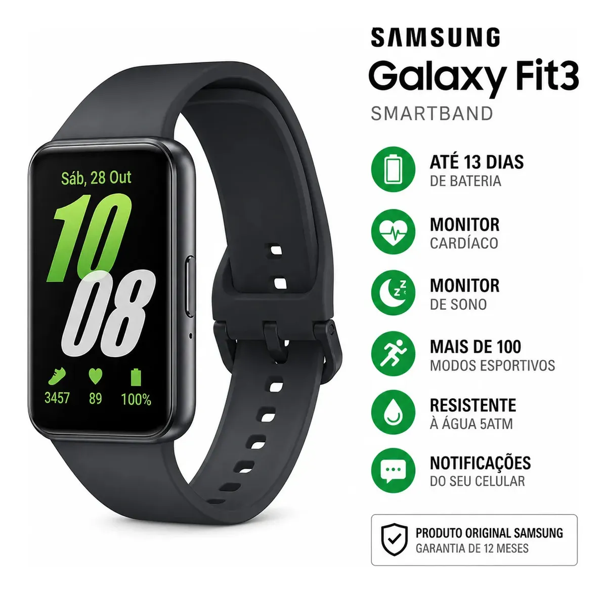 Smartwatch Samsung Galaxy Fit3 Display 1.6 Grafit - 1