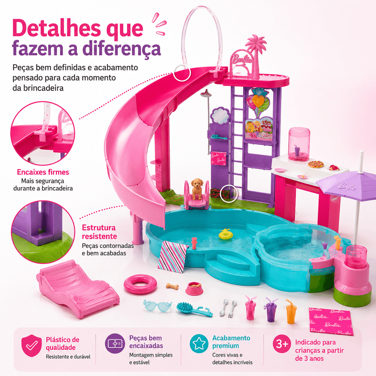 Barbie Piscina dos Sonhos Mattel JFP01 Com Acessórios - 1