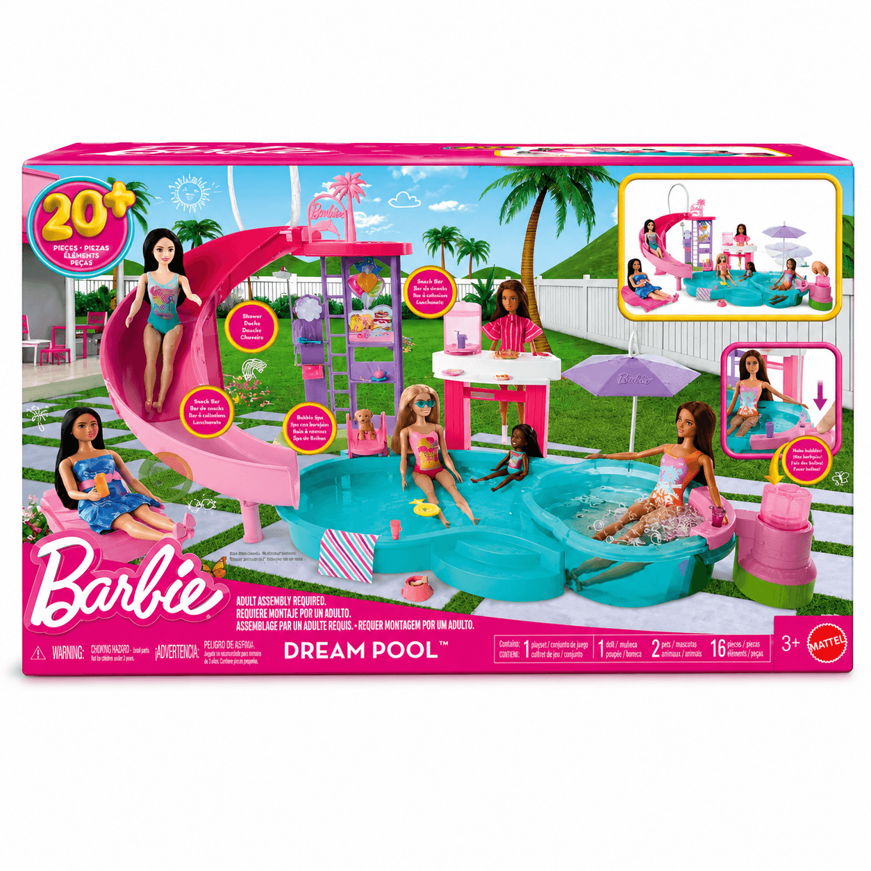 Barbie Piscina dos Sonhos Mattel JFP01 Com Acessórios - 3