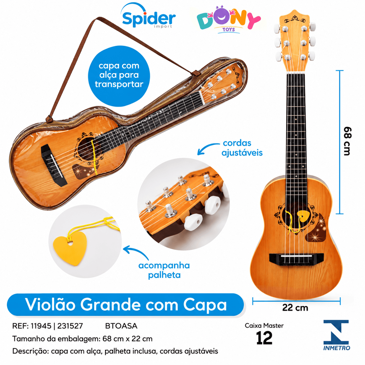 Violão Infantil 68cm com Capa Dony Toys 231527 - 2