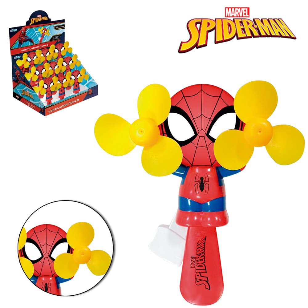 Ventilador Manual Duplo Spider-Man Etitoys YD-770 18cm - 1