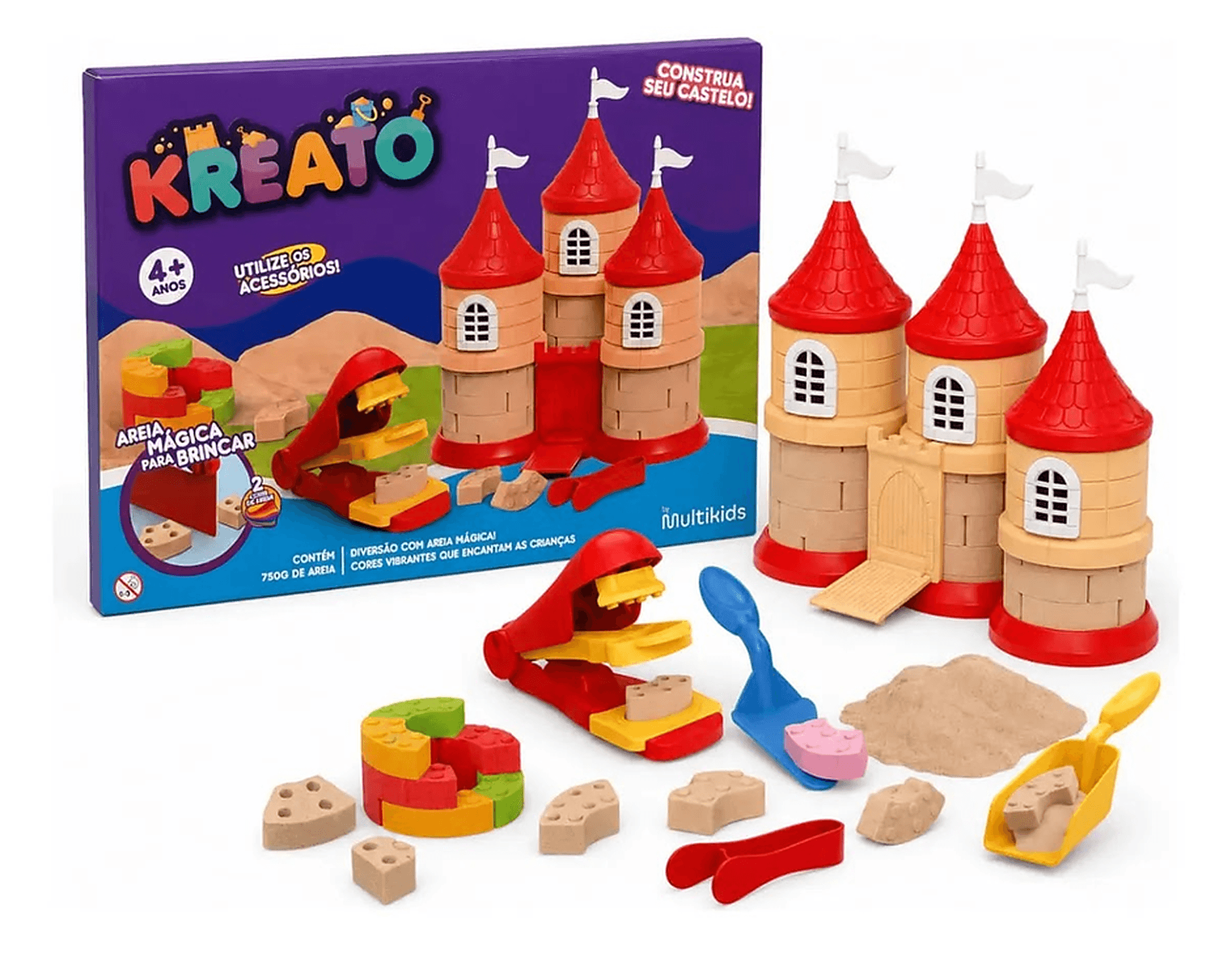 Areia Mágica Kreato Castelo 18 Acessórios Multikids - 4