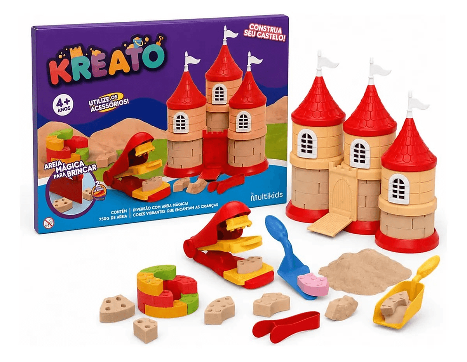 Areia Mágica Kreato Castelo 18 Acessórios Multikids - 9