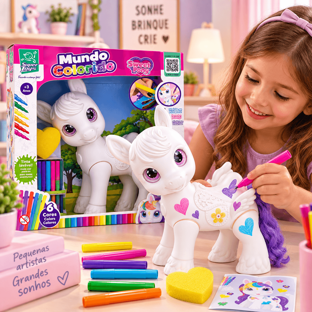 Pônei para Pintar Mundo Colorido Sweet Poney Super Toys - 1