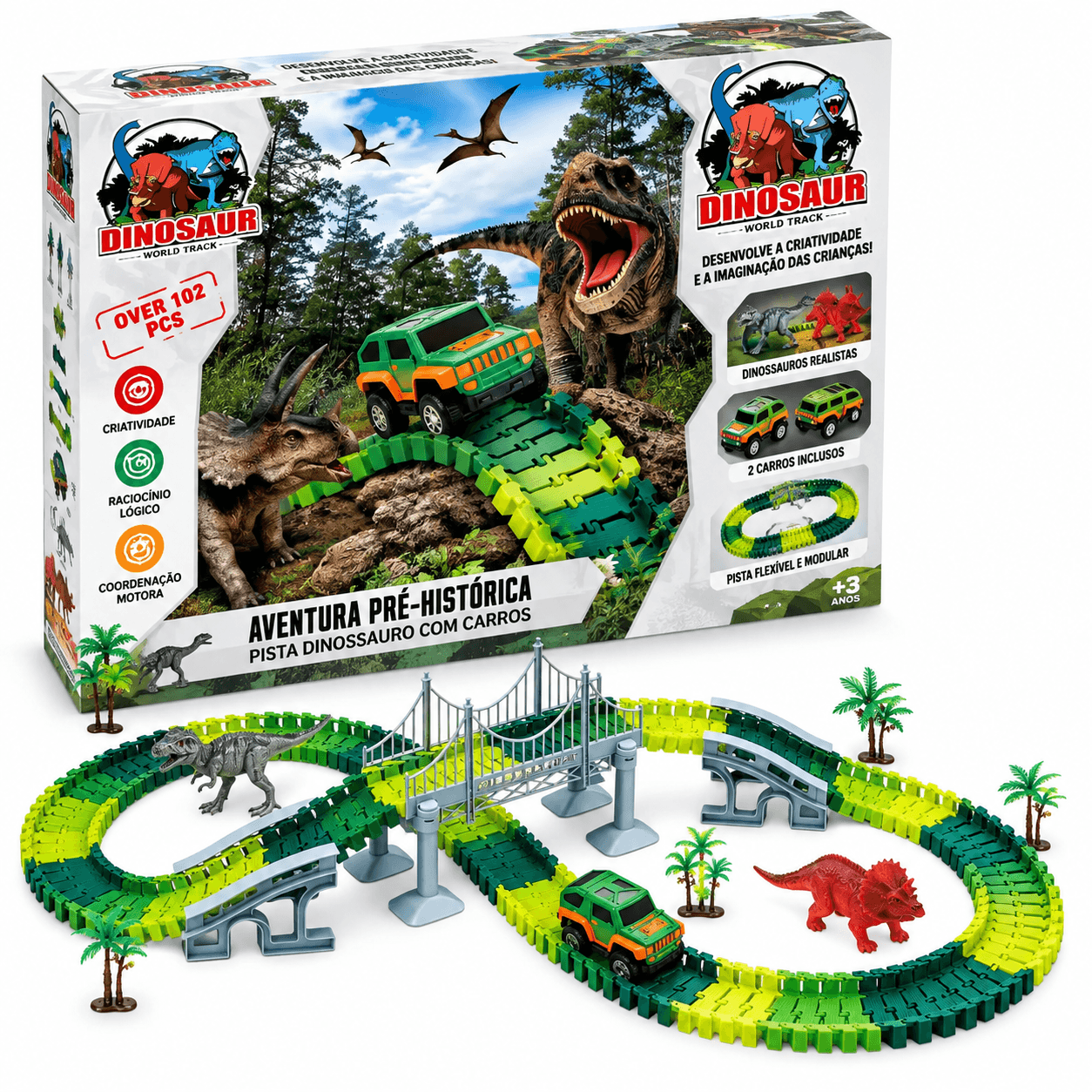 Pista Dinossauro Dony Toys 192 Peças com Carrinho - 3