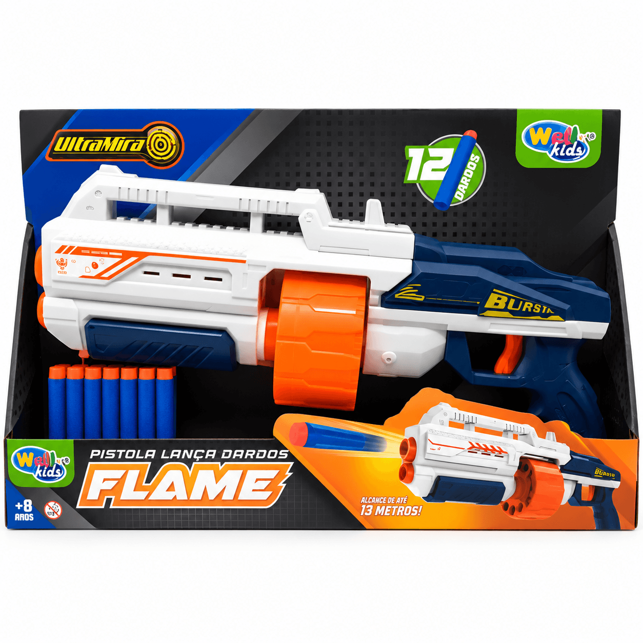Pistola Lança Dardos Flame WellKids 12 Dardos - 2