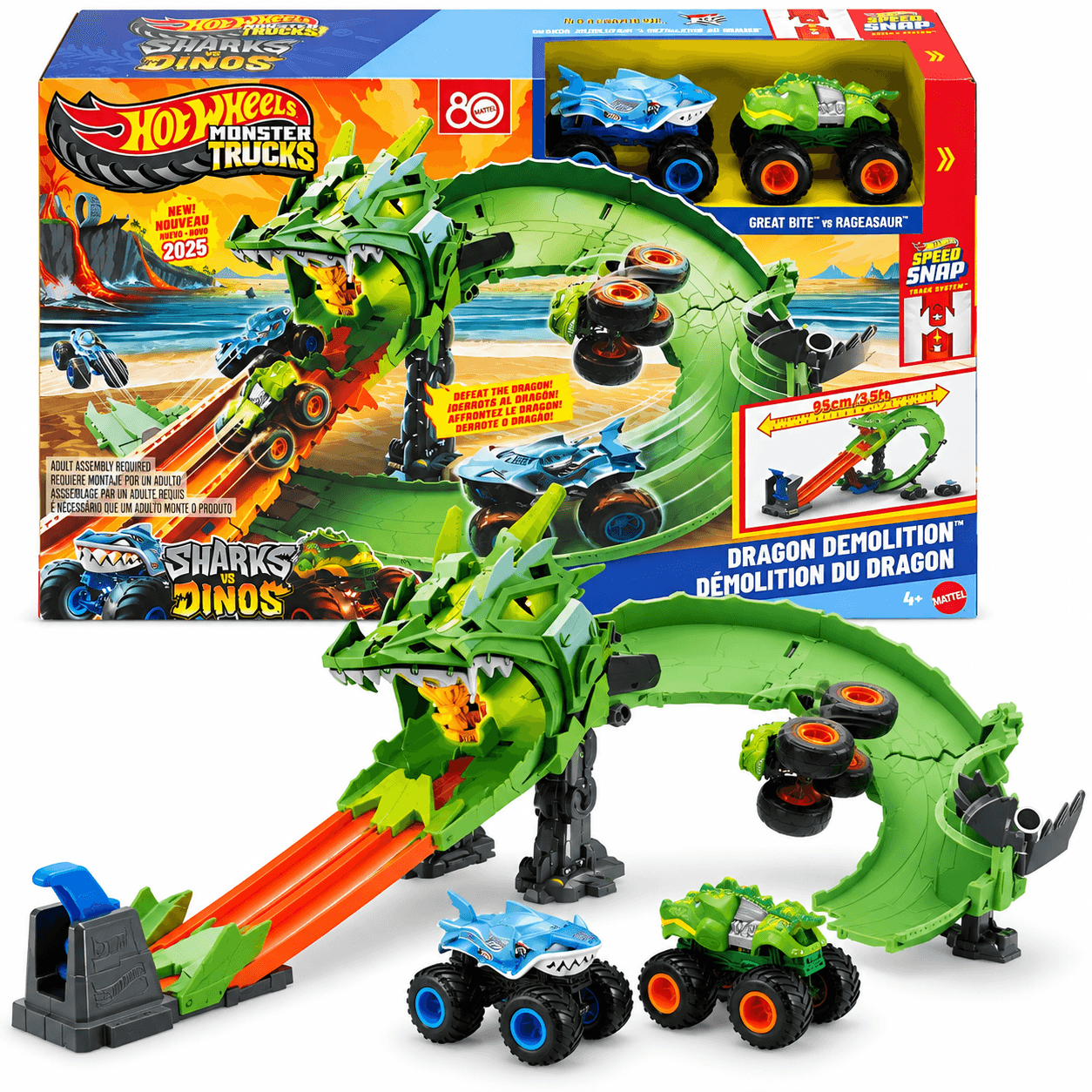 Pista Hot Wheels Monster Trucks Destruição do Dragão JFR06 - 3