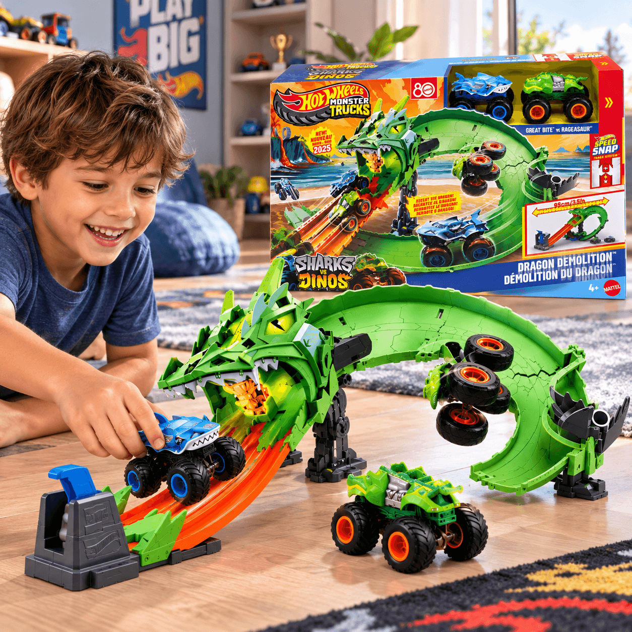 Pista Hot Wheels Monster Trucks Destruição do Dragão JFR06 - 5