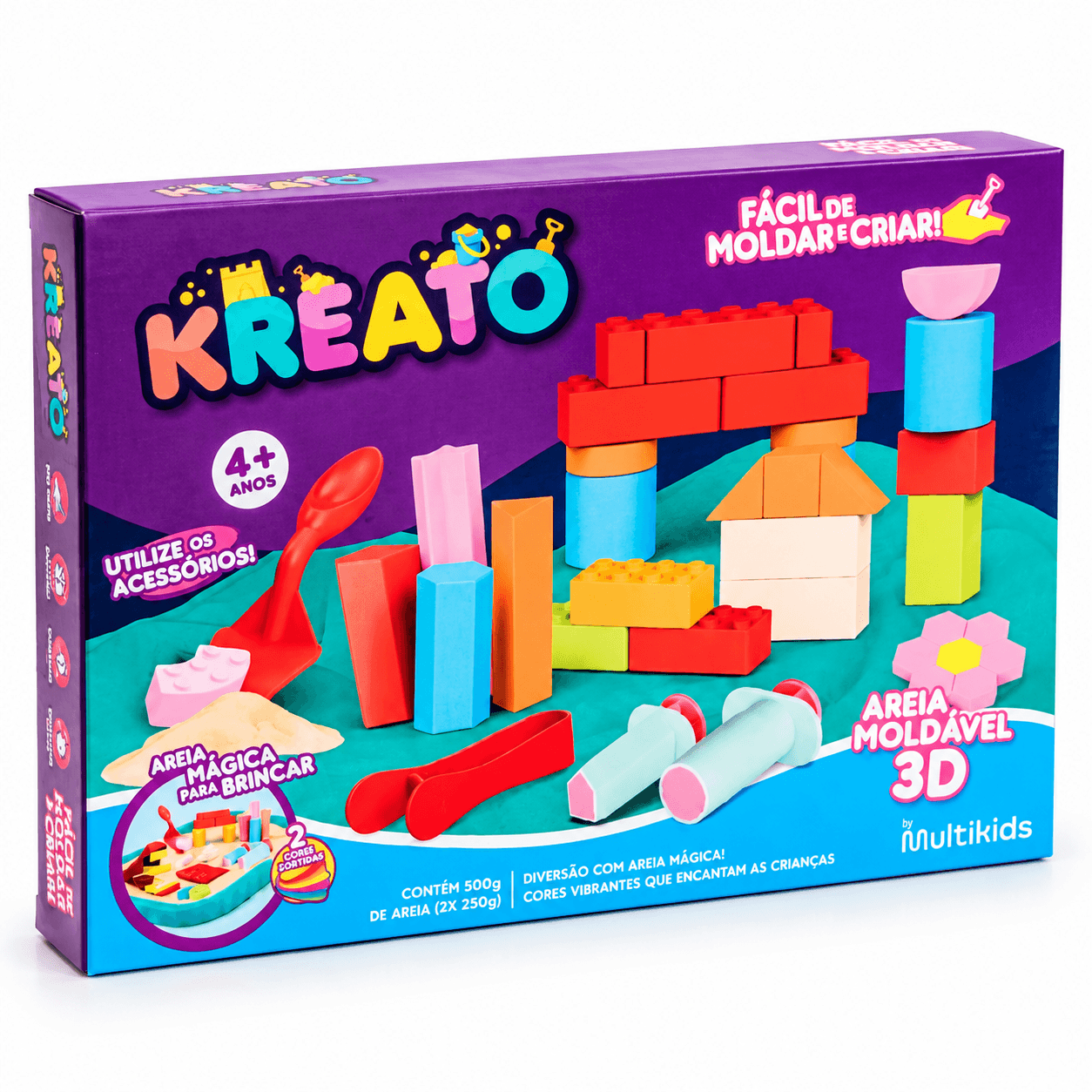 Areia Moldável 3D Kreato 500g Multikids - 4
