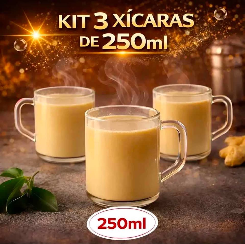 Jogo De 3 Canecas De Café Chá 250ml Caneca De Vidro Lisa - 2