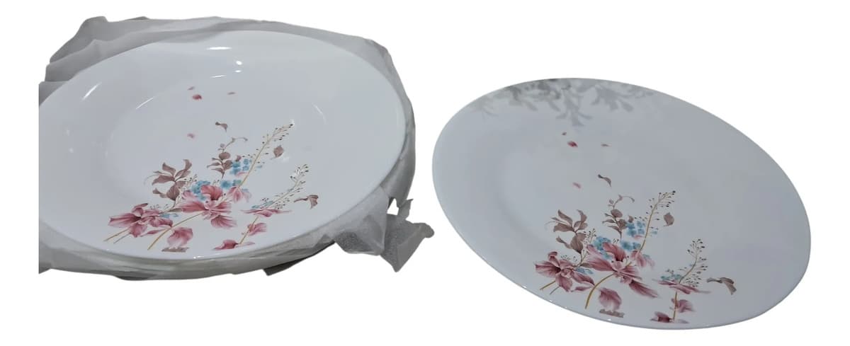 Jogo De Pratos 21 Peças Flowers Bord Em Vidro Opalino Flora Multicolorido Florido - 7