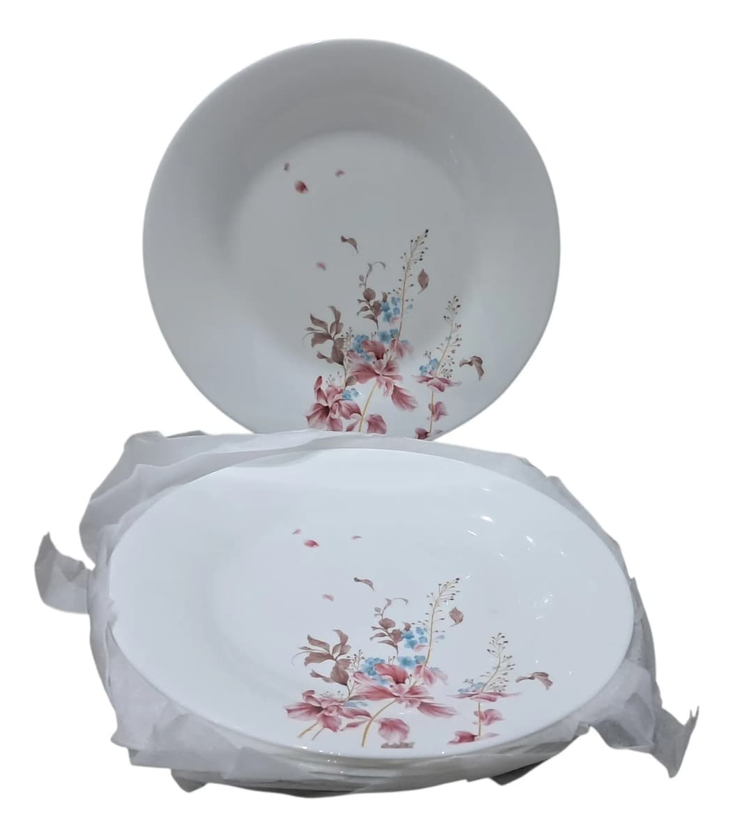 Jogo De Pratos 21 Peças Flowers Bord Em Vidro Opalino Flora Multicolorido Florido - 10