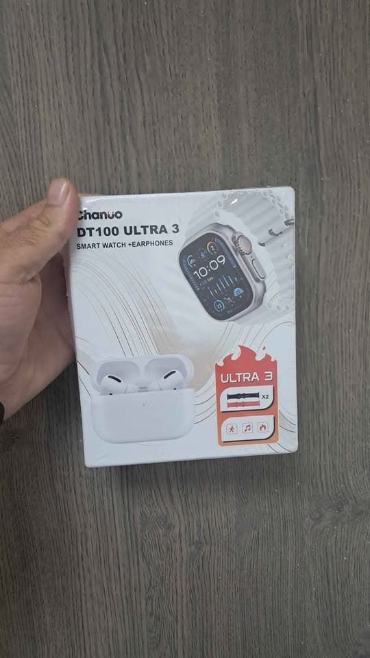 Smartwatch DT100 Ultra3 2em1 Fone Bluetooth Relógio Inteligente IWO16 2 Pulseiras e Película Branco. - 2