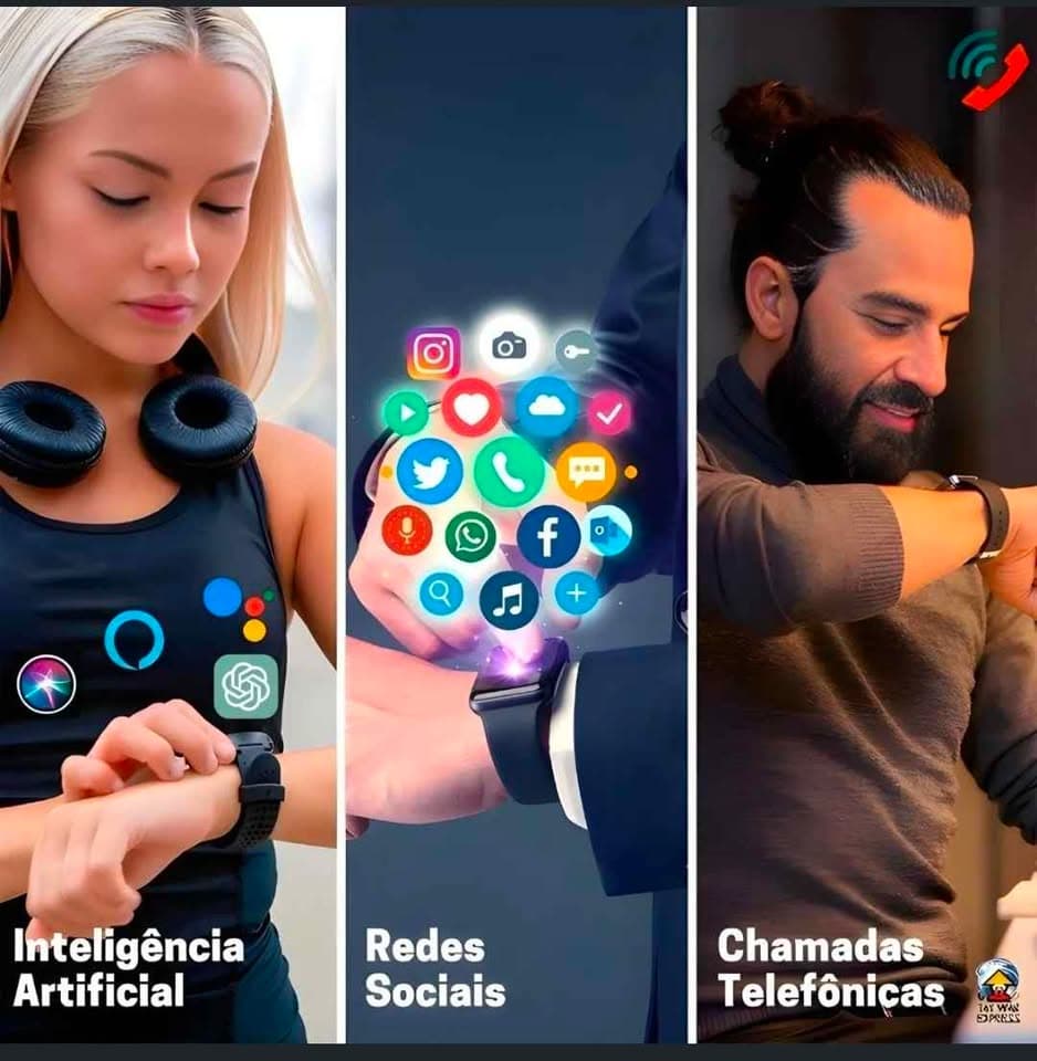 Smartwatch DT100 Ultra3 2em1 Fone Bluetooth Relógio Inteligente IWO16 2 Pulseiras e Película Branco. - 4