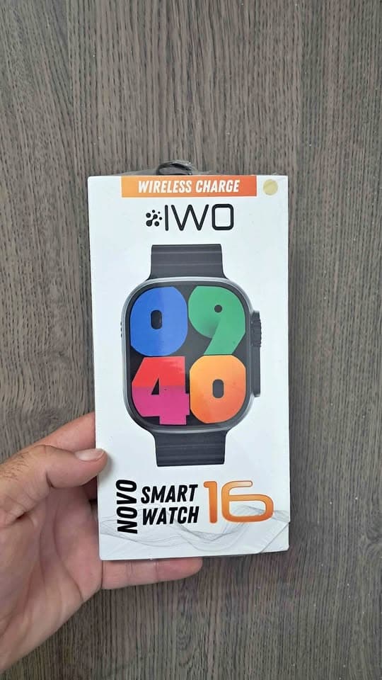 Smartwatch Iwo 16 tela 2.1 128mg Dourado Pulseira Preta - 1