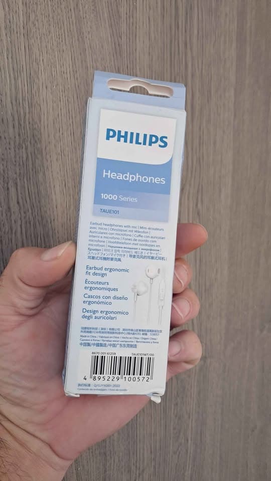 Fone Philips 1000 Series Com fio e alto-falante Intra auricular Branco- TAUE100BK/00 Original. - 2
