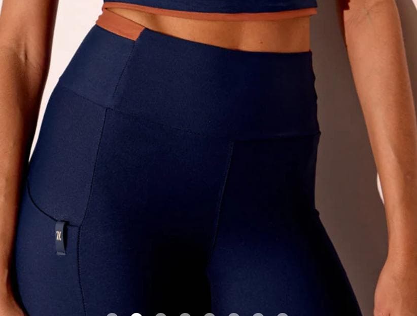 Legging marinho com detalhe marrom capuccino e bolsos Marca Pozze Tam: G - 2