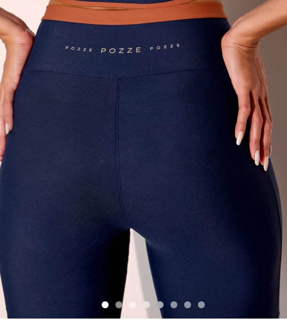 Legging marinho com detalhe marrom capuccino e bolsos Marca Pozze Tam: G - 3