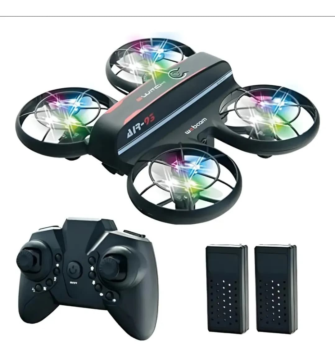 Mini Drone Jietengfei, Com Luzes Led E 2 Baterias Preto Preto - 3
