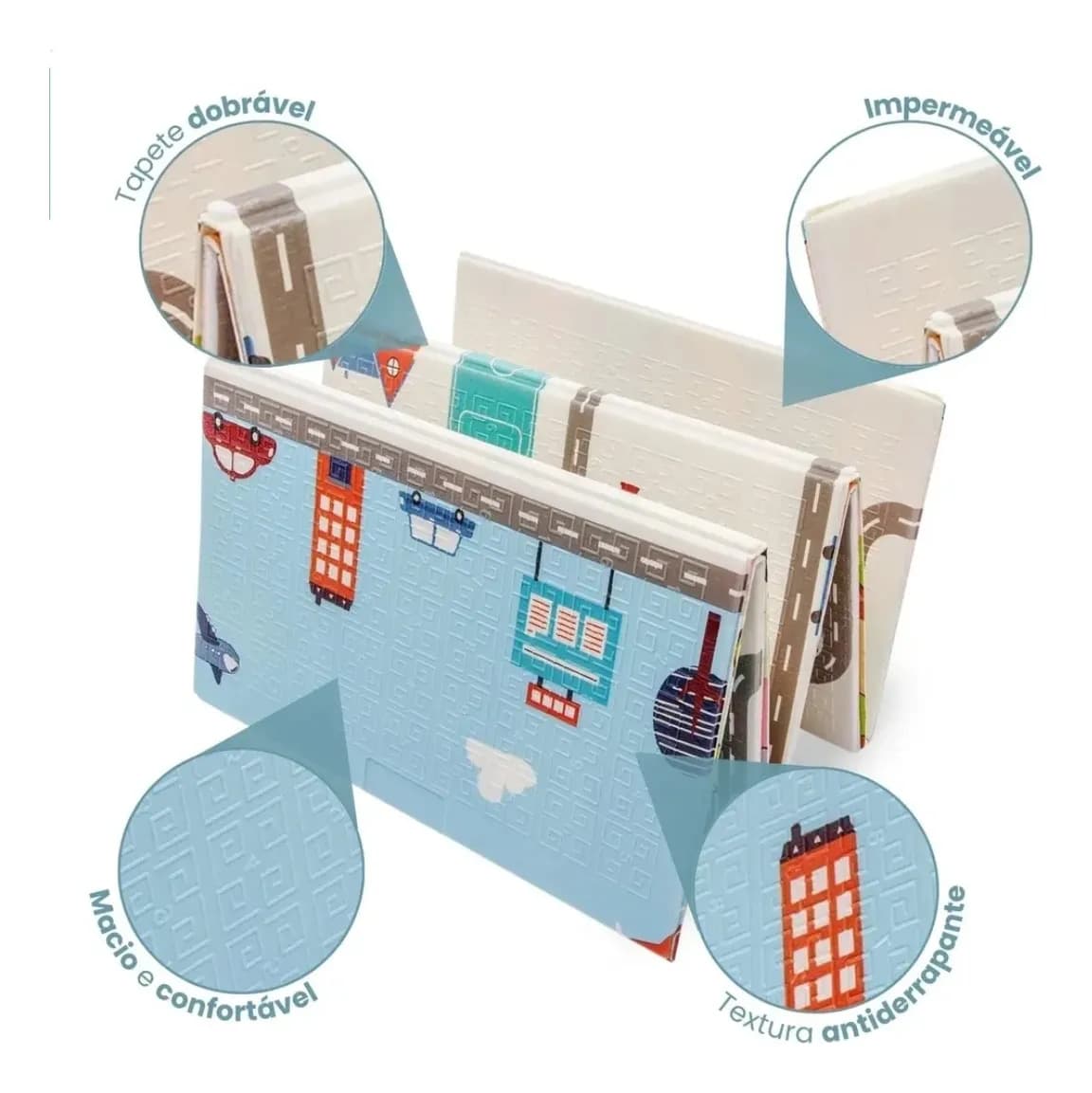 Tapete Tatame Infantil Dupla Face 1,50x1,80 Dobrável Bebê - 2