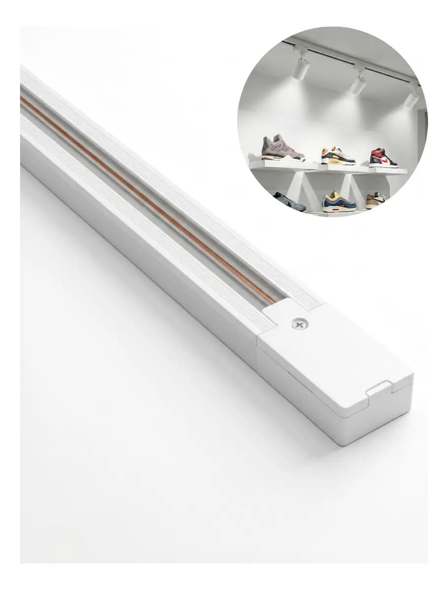 Trilho Eletrificado 1 Metro Em Alumínio Branco/ Preto 127/220v - 1
