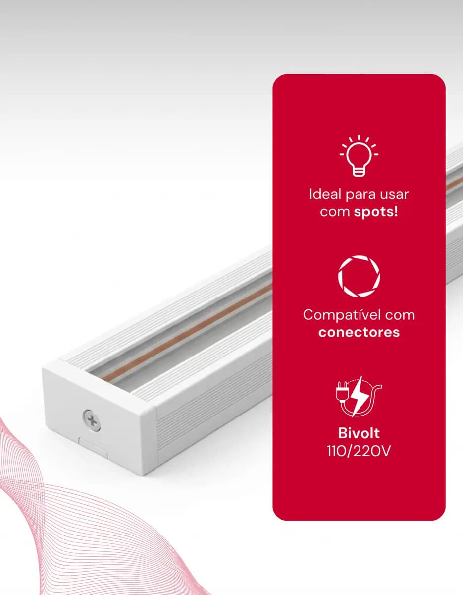 Trilho Eletrificado 1 Metro Em Alumínio Branco/ Preto 127/220v - 2