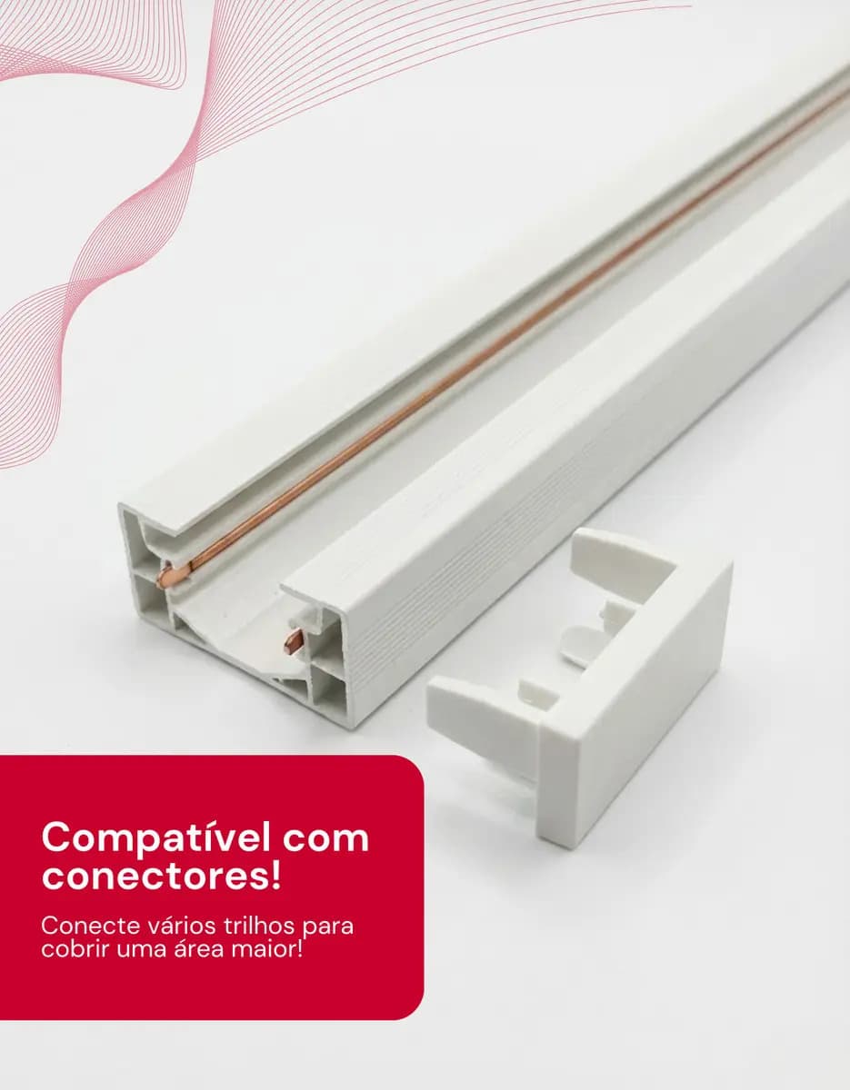 Trilho Eletrificado 1 Metro Em Alumínio Branco/ Preto 127/220v - 6