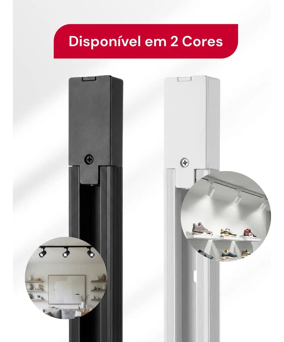 Trilho Eletrificado 1 Metro Em Alumínio Branco/ Preto 127/220v - 8