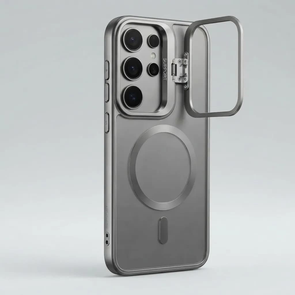 Capa Magsafe Magnética Para Galaxy S24 Fe Cinza Transparente Com Lente Metal - 1