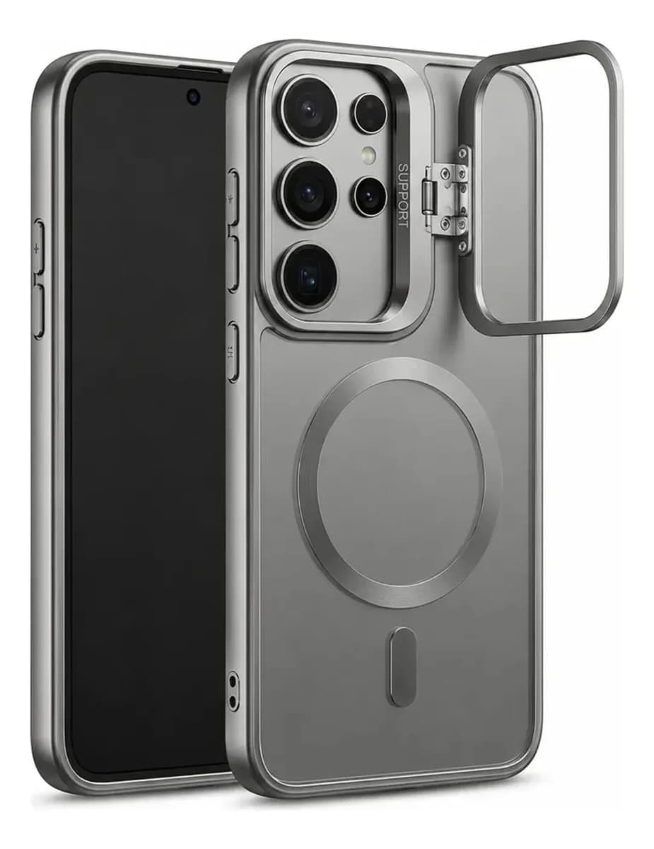 Capa Magsafe Magnética Para Galaxy S24 Fe Cinza Transparente Com Lente Metal - 2