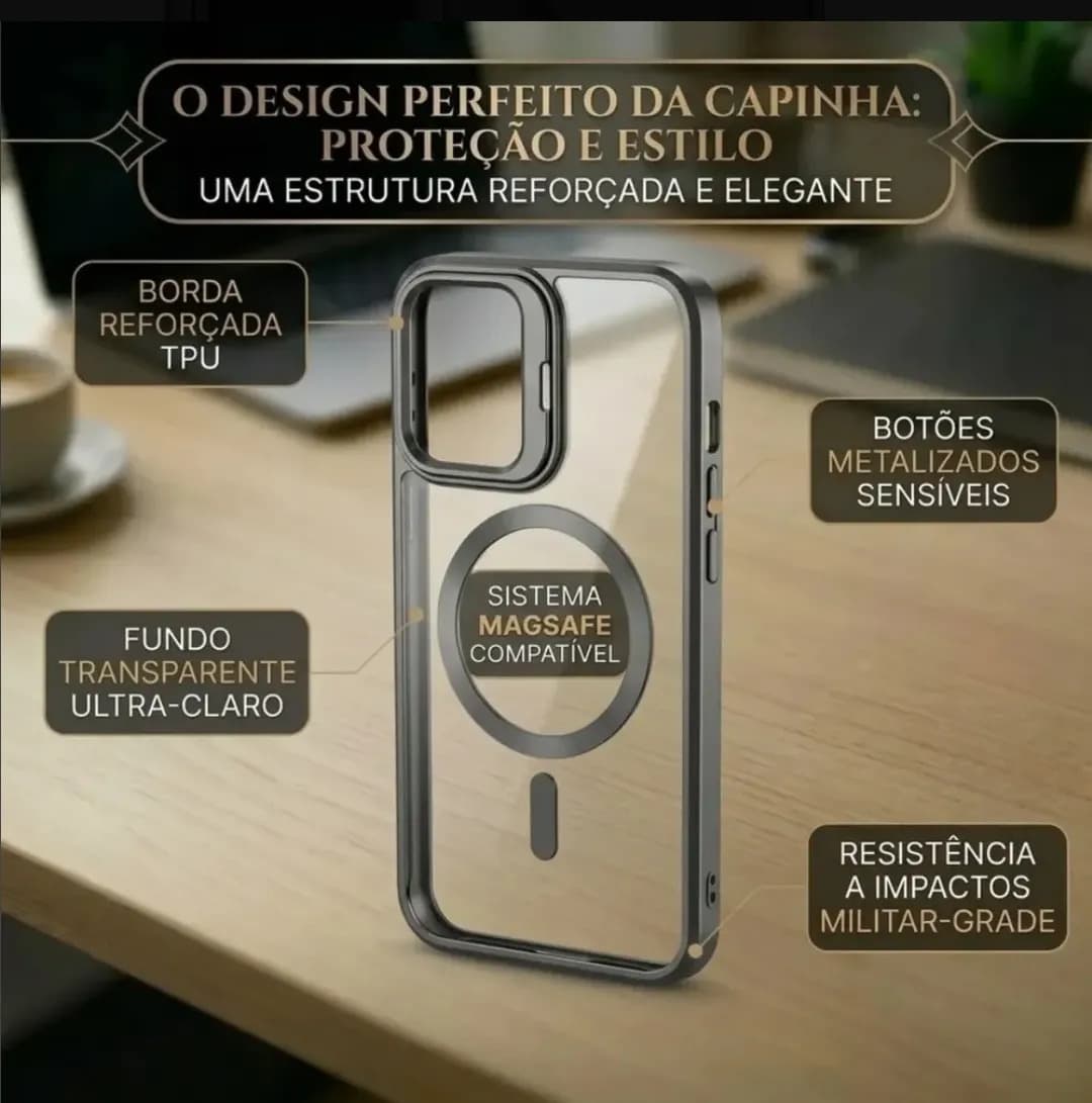 Capa Magsafe Magnética Para Galaxy S24 Fe Cinza Transparente Com Lente Metal - 3
