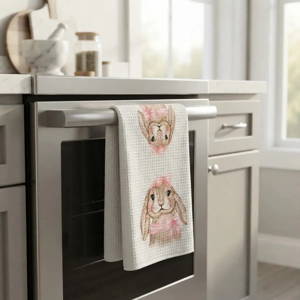 Pano De Cozinha Poliéste Importado - Várias Estampas Bege Coelho - 3