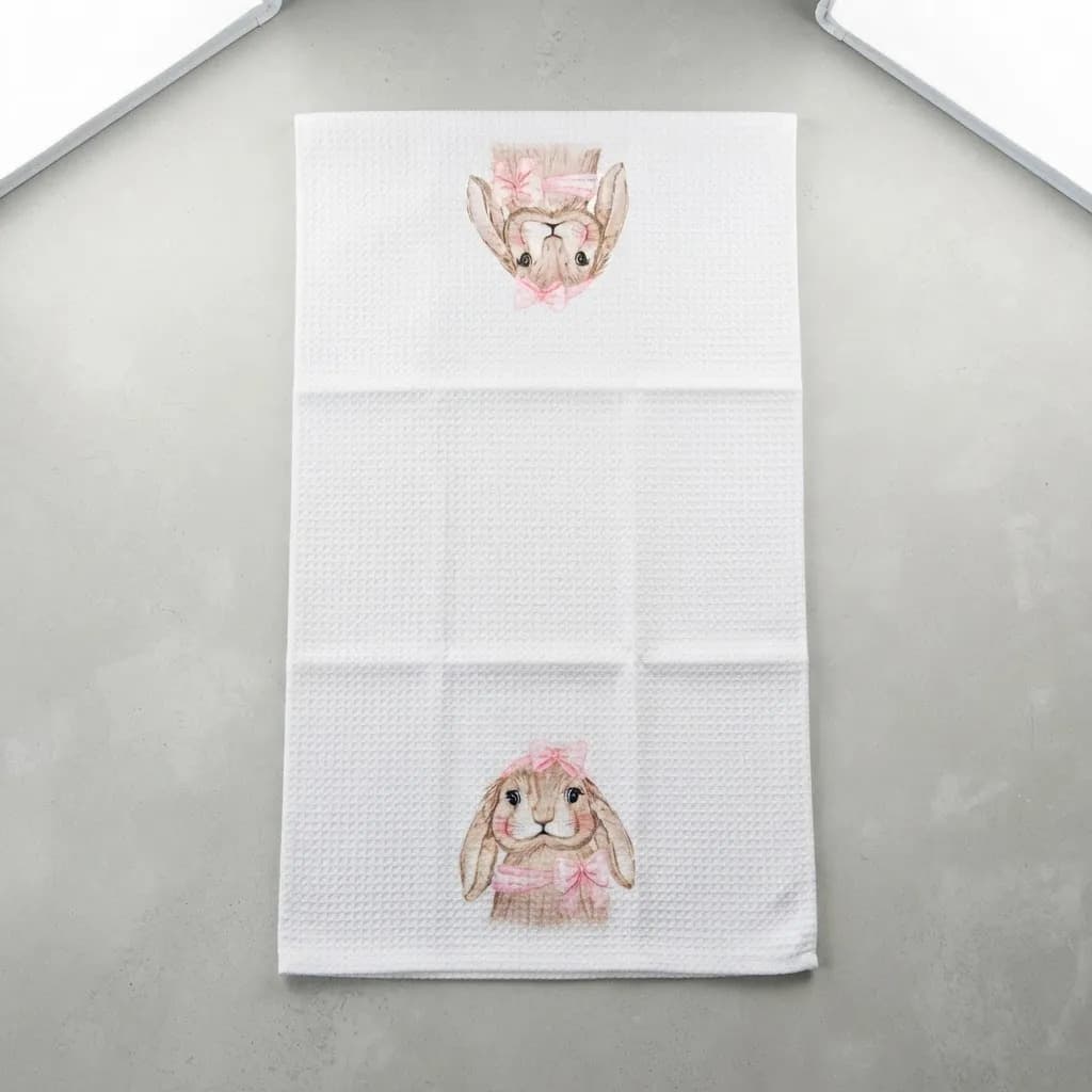 Pano De Cozinha Poliéste Importado - Várias Estampas Bege Coelho - 5