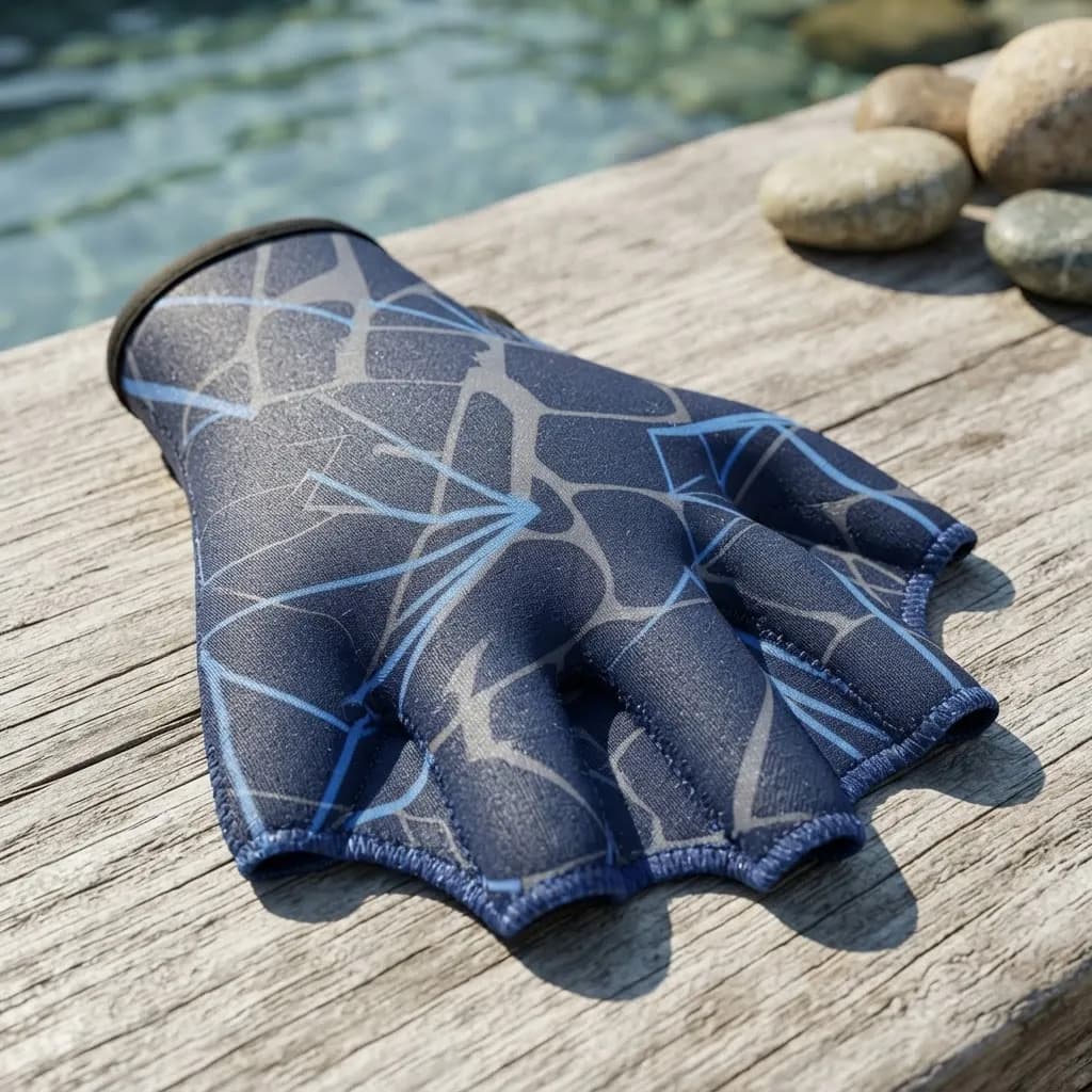 Par De Luvas De Natação Palmadas Com Membrana Blue Azul G - 5