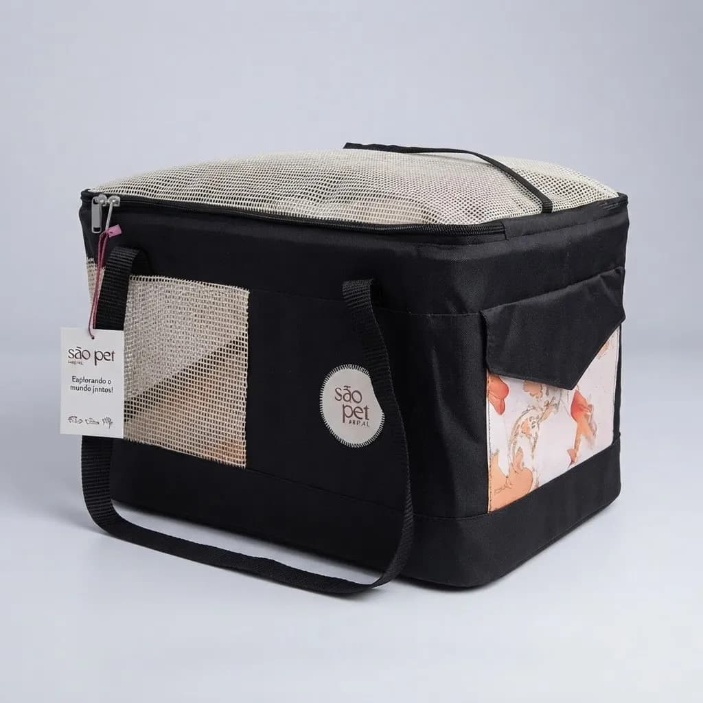 Bolsa De Viagem Para Cães E Gatos Preta São Pet Preto - 1