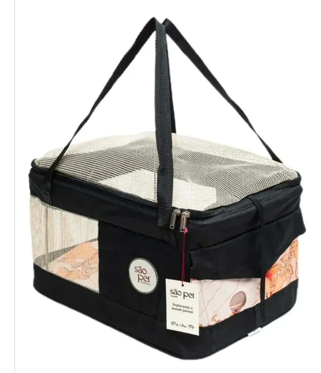 Bolsa De Viagem Para Cães E Gatos Preta São Pet Preto - 2