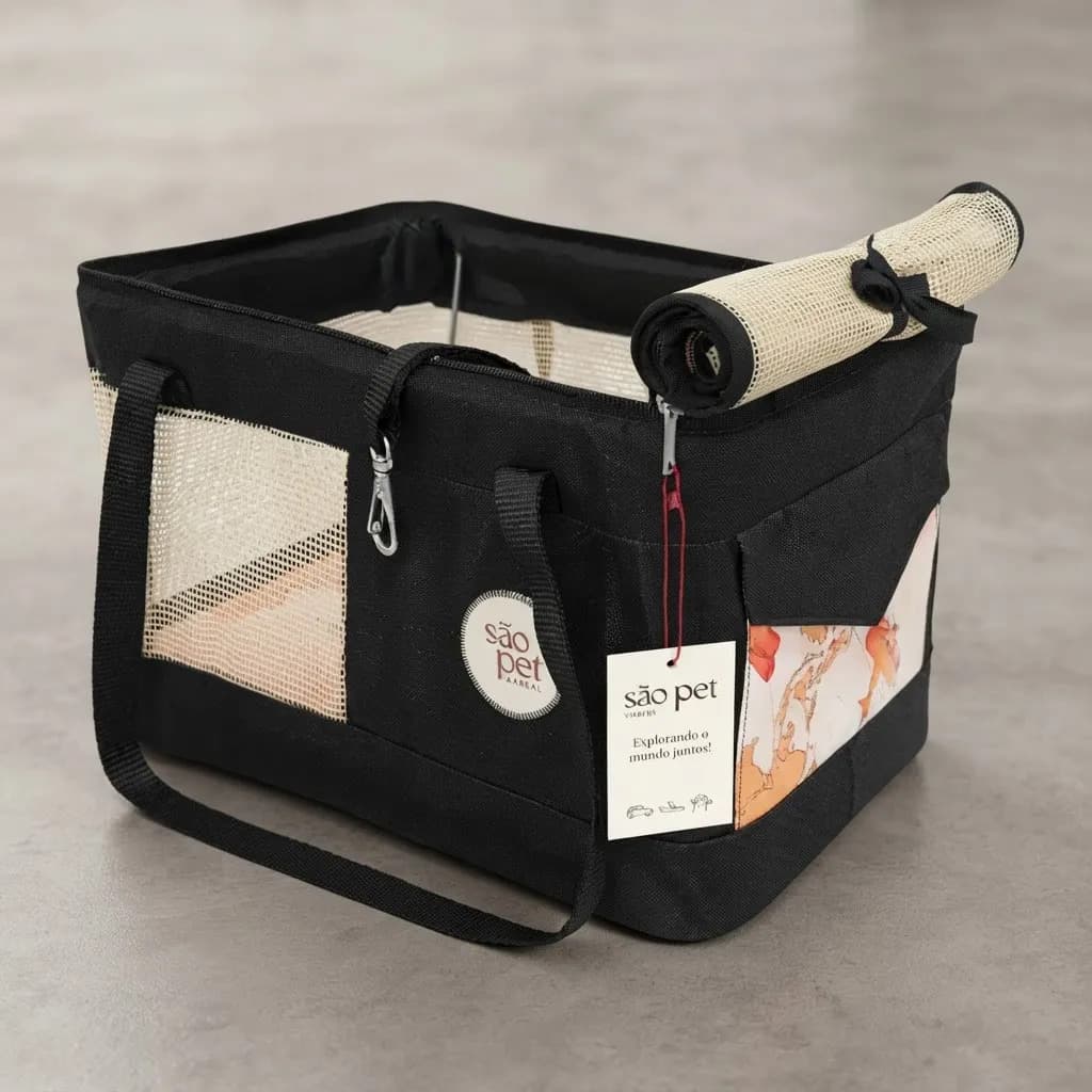 Bolsa De Viagem Para Cães E Gatos Preta São Pet Preto - 5