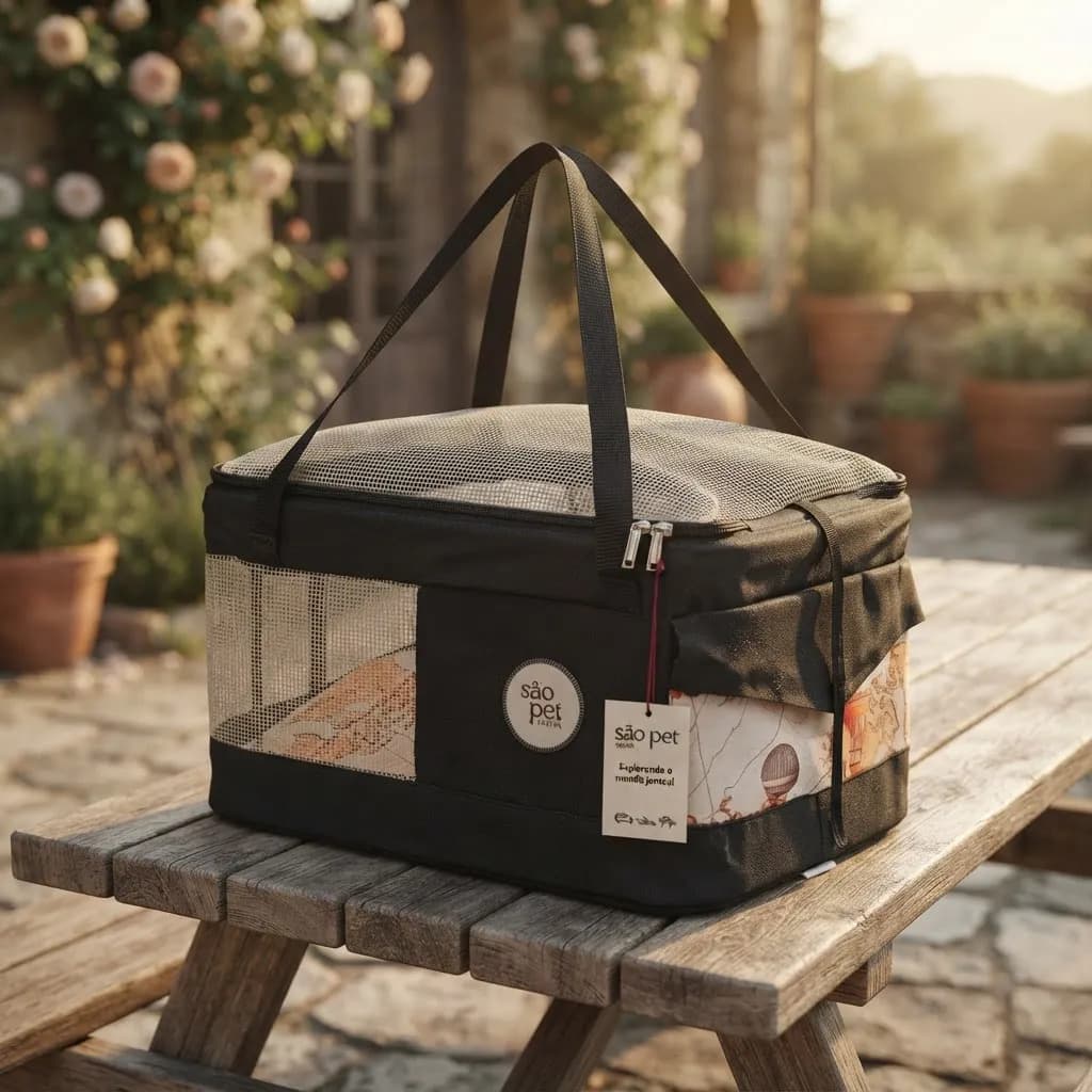 Bolsa De Viagem Para Cães E Gatos Preta São Pet Preto - 6