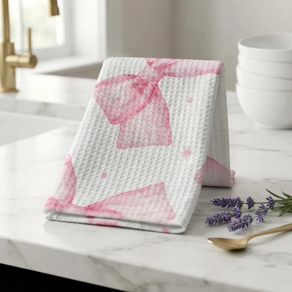 Pano De Cozinha Poliéste Importado - Várias Estampas Off White Laços - 4