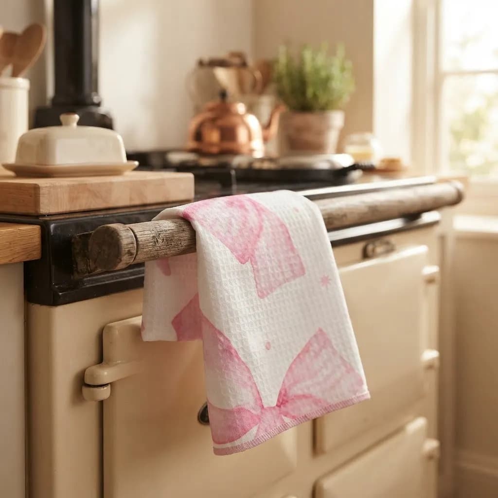 Pano De Cozinha Poliéste Importado - Várias Estampas Off White Laços - 5