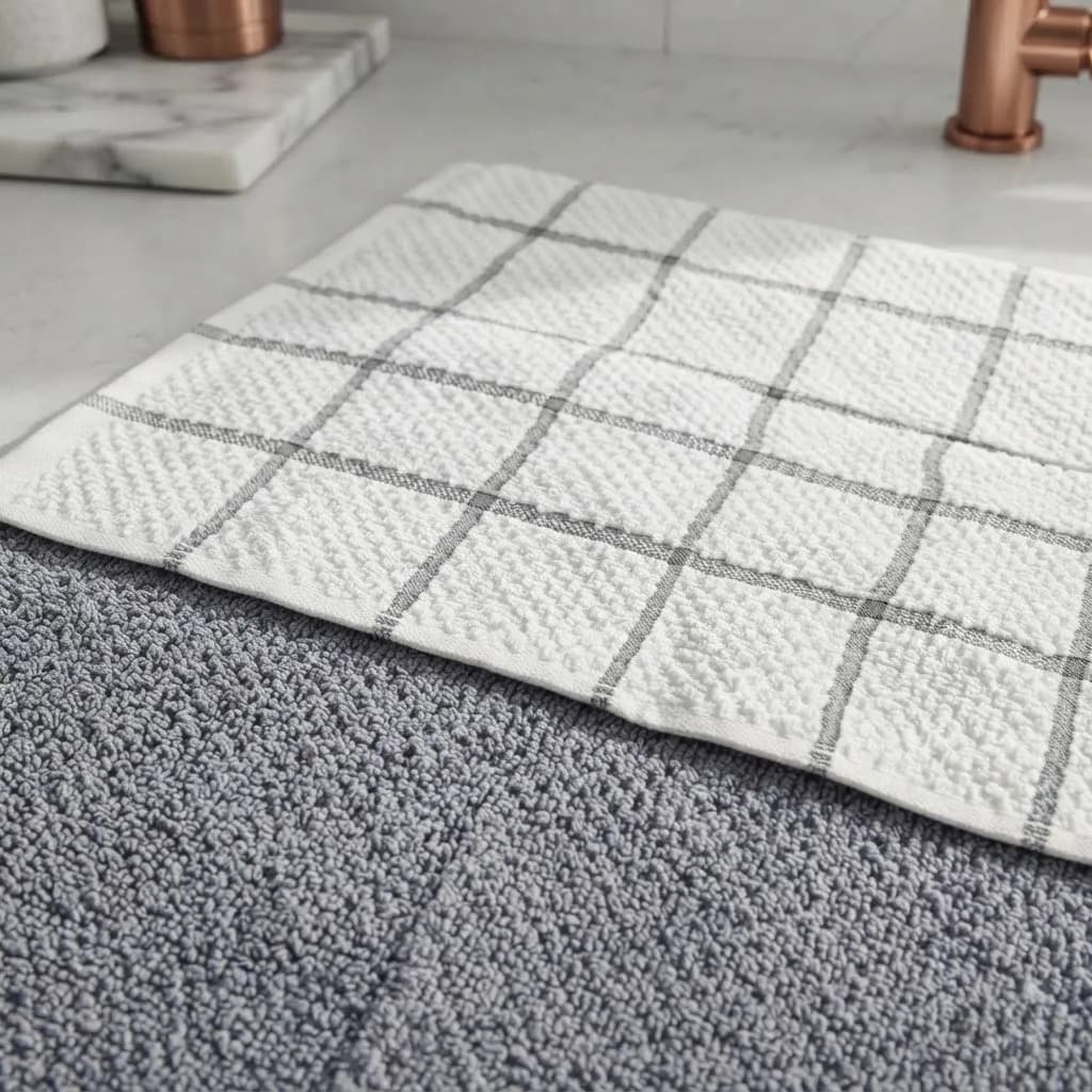 Jogo 2 Panos Multiuso Em Algodão Alta Absorção 30x30 Branco Gride/cinza Lisa - 5
