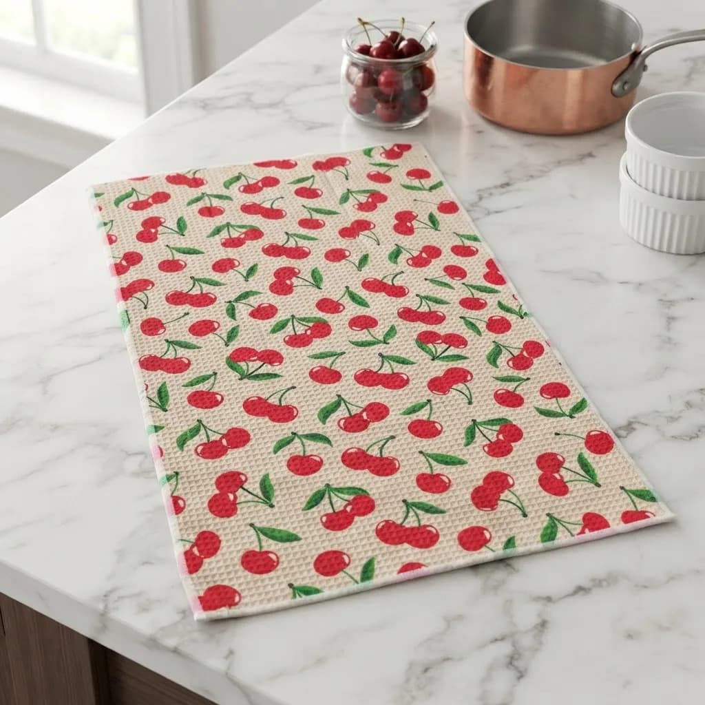 Pano De Cozinha Poliéste Importado - Várias Estampas Vermelho Cervejinha - 5