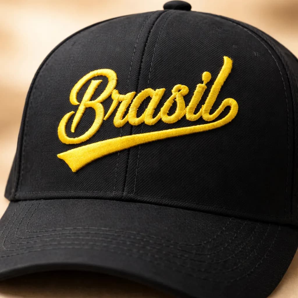 Boné Brasil Adulto Bordado Preto Un Bordado Brasil Em Amarelo - 2