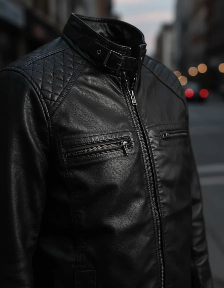 Jaqueta De Couro Masculina Casaco Blusa De Frio Impermeável Preto M Liso - 3