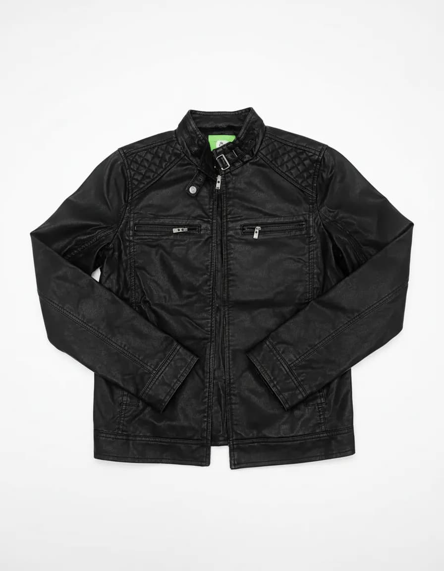 Jaqueta De Couro Masculina Casaco Blusa De Frio Impermeável Preto M Liso - 5