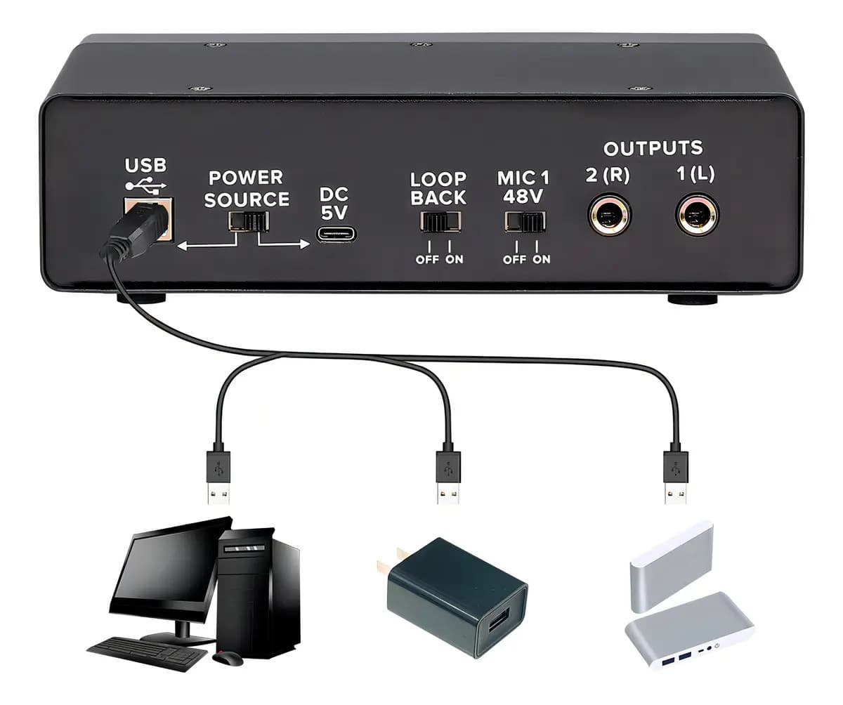 Interface De Áudio De Alta Resolução Bomge Bmg22 De 2ª Geração Preta 5v - 2