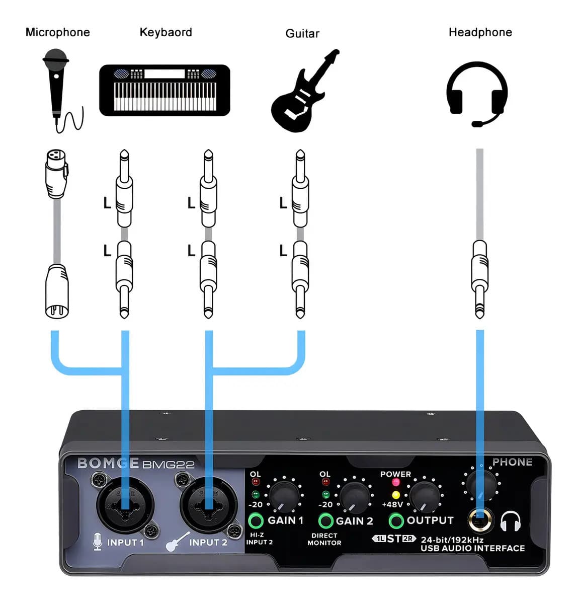 Interface De Áudio De Alta Resolução Bomge Bmg22 De 2ª Geração Preta 5v - 3