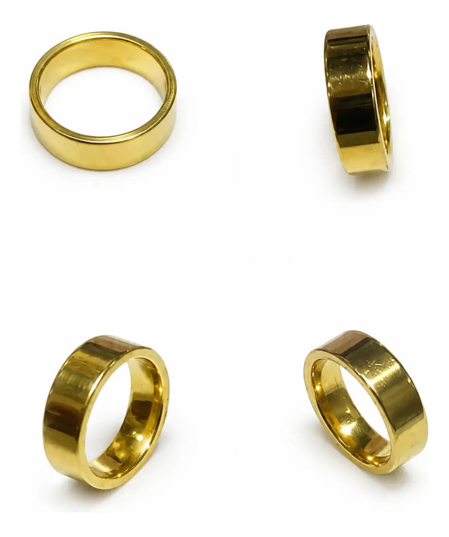 Aliança Banhada De Ouro 18k Quadrada 6mm Ouro 14 - 2